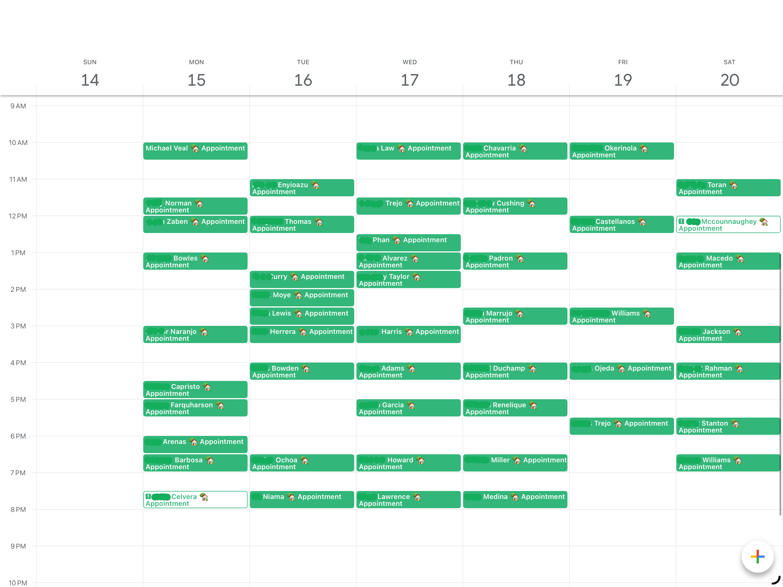 Their calendar after AI — 49 appointments in a week